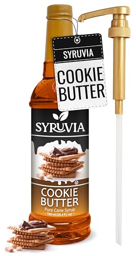 Syruvia Coffee Syrup, Cookie Butter Flavored Syrup for Drinks, Lattes, and Desserts – 25.4 fl oz, With Pump