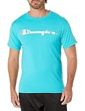Champion mens Classic T-shirt, Graphic Script T Shirt, Electric Cyan-586d9a, Small US