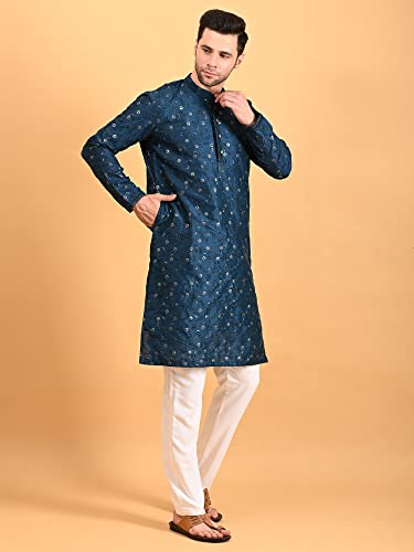 Image of Uri and MacKenzie Embroidery Silk Men's Kurta Pyjama Set