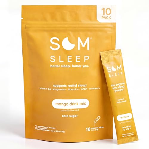 Som Sleep Powder Sleep Aid for Adults Melatonin Magnesium Mango 10-Pack