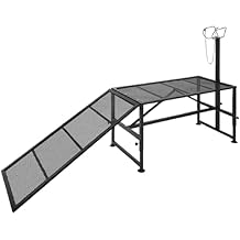 Metal Trimming Stand for Sheep Goat Milking Stand with a Ramp, Livestock Stand Adjustable Height 20 to 31 Sheep Stand