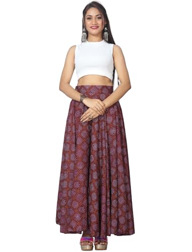 Image of JYESHTA Women's American Crepe Flared A Line Stitched Long Skirt with 12 Mtr Flare 40 in Height | Skirts for Women Long Length | Long Skirts for Girls