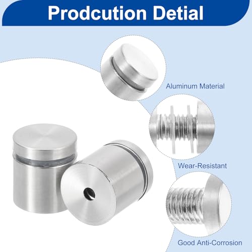 Image of uxcell 8 Pcs Standoff Screws, 1 inch x 1 inch Stainless Steel Advertising Screws Wall Standoff Mounts Hardware for Acrylic Picture Frame Glass Signs Hanging, Silver