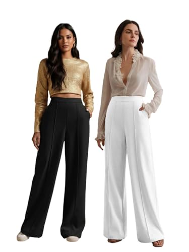 Image of KOTTY Women's Formal Wide Leg Pant Set with Tailored Fit for Office Wear, Casuals Styling, and Elegant Smart Casual Fashion