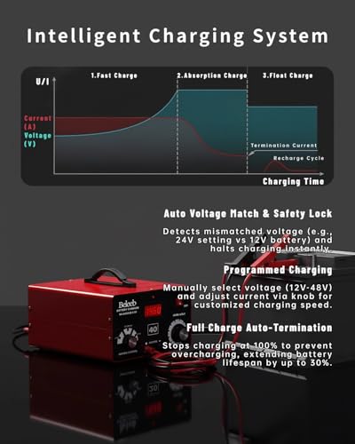 Image of Multi-Voltage Battery Charger 12V 24V 36V 48V 60V 72V for LiFePO4, Lithium Batteries, High Voltage Pulse Desulfator for Lead-Acid, for Car, Golf Cart, RV, Marine, Boat