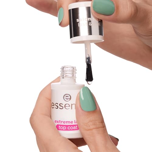 essence extreme LAST top coat, Überlack, Nr. 01, Transparent, langanhaltend, glättend, schützend, glänzend, vegan, ohne Mikroplastikpartikel, ohne Konservierungsstoffe, ohne Parfüm, 1er Pack (8ml)
