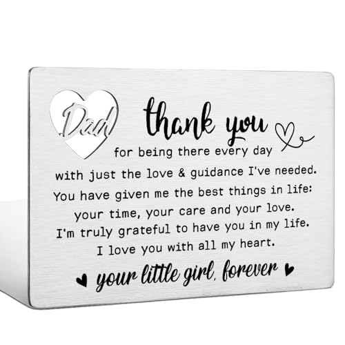FOKCBOCM Dad Gifts from Daughter - Funny, Thank You Engraved Wallet Card for Father - Birthday, Father's Day, Thanksgiving, Christmas, Valentine's Day Gifts