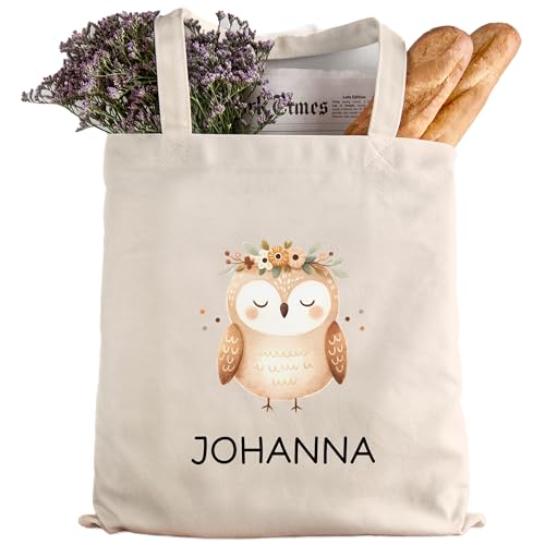 Sac en coton personnalisé chouette endormie pour enfant