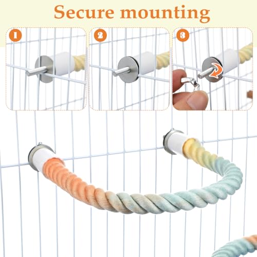 Image of Garneck 3 Pcs Gradient Rope Perches Stand for Bird Cages Parrot Swing Climbing Rope Parakeet Cage Accessories Bungee Items for Cockatiels (2 Short+1 Long)