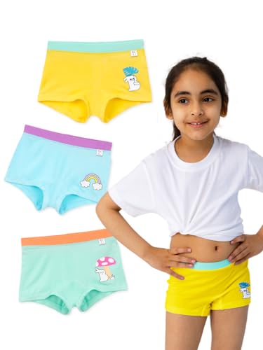 Image of superbottoms Girl Boyshorts | Supersoft Underwear for Girls | 3X Softer Underwear| Premium Panties for Girls | Super Stretchy, Gentle Elastics, No Scratchy Tags, AZO-Free Dyes| 3 Free Funky Tattoos