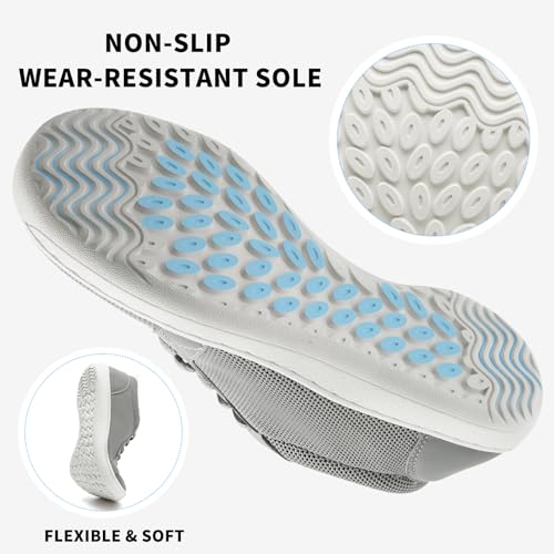 Walking Shoes Women Barefoot Shoes Wide Toe Box Minimalist Shoes Casual Zero Drop Sole Outdoor Trail Running Fashion Sneaker Grey Size 104