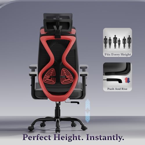Image of Titan Ergonomic Office Chair for Home & Office | Adjustable Armrests | 120 Recline | Lumbar Support | Thick Cushioned Seat | Heavy-Duty Base | 3 Years Warranty (Black Red)