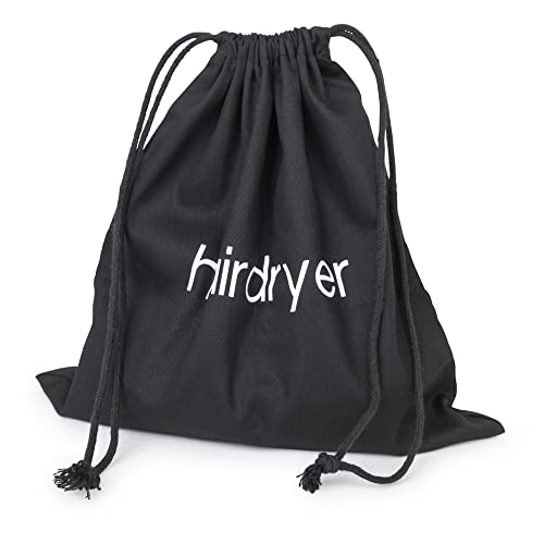 Hair Dryer Bags Storage Organizer – Black Color – 12" x 12" Black Drawstring Closure Cover – Ideal for Home, Hotel, Guest Room or as a Travel Bag (12" x 12")