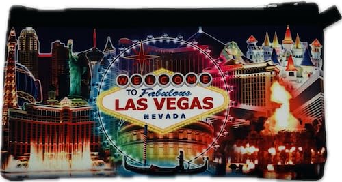 Pochette 100 $ Las Vegas noir bleu | Sacoche de créateur Landmark imprimée