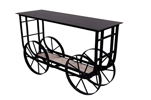 Master Crafts Wood and Iron Natural Finish Cart Style Trolly (Black) Master Crafts Wood and Iron Natural Finish Cart Style Trolly (Black)
