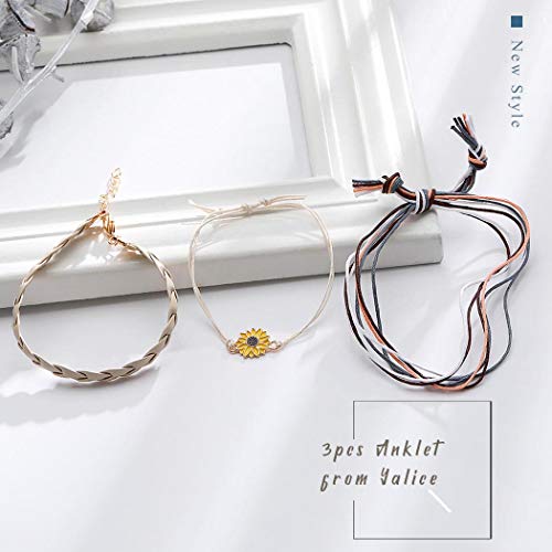 Yalice Multi-Layered Boho Anklets Flower Ankle Bracelet Daisy Rope Foot Chain For Women And Girls (Colorful-3) #TOP2