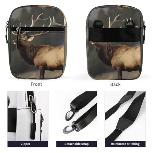 Small Satchel,Bull Elk Oxford Cloth Messenger Bag,mini Shoulder Bag,crossbody Bags with Adjustable Strap for Men Women, Style3