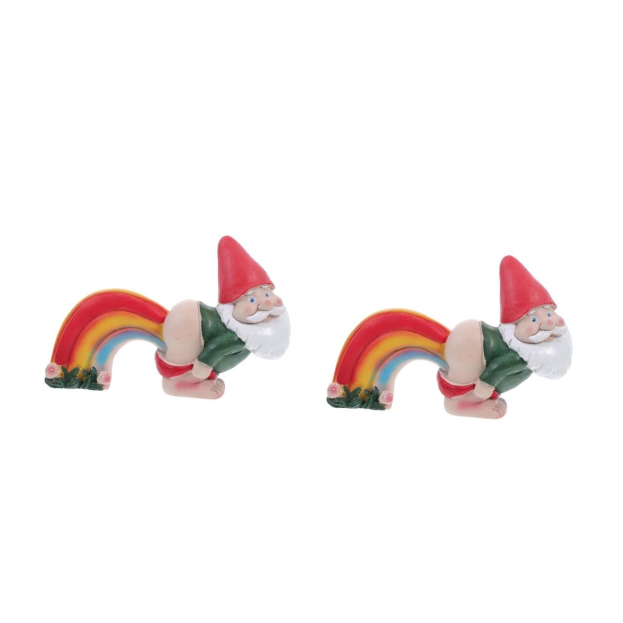 Mipcase 2 Krasnal Ogrodowy z Żywicy Figurka Dekoracyjna Stylu Tęczowym Uroczy Gnome Do Ozdoby Ogrodu i Wnętrza Idealny Halloween i Przyjęcia