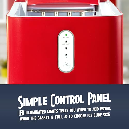 Image of Coca-Cola Automatic Ice Maker, Self- Cleaning, Countertop Size, 26 Pounds in 24 Hours, 9 Large or Small Ice Cubes in 7 Minutes, LED Control Panel, Scoop Included, Perfect for Water Bottles