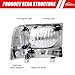 ADCARLIGHTS for 1999 2000 2001 2002 2003 2004 F250 F350 F450 F550 Headlight Assembly compatible with 99-04 Ford Super Duty Chrome Housing Amber Reflector Headlamp Replacement Left and Right
