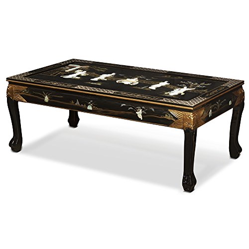 ChinaFurnitureOnline Black Lacquer Mother of Pearl Chinese Coffee Table