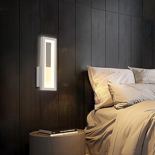 Luces de pared LED modernas de 16W y diseño rectangular blanco con aplique lineal metálico 3