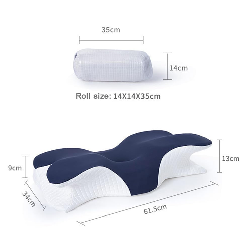 Memory-Foam-Kissen, Schmetterlingsform, ergonomisches orthopädisches Kissen, langsamer Rückprall, konturiertes Stützkissen, atmungsaktiv, weich, stützendes Nackenkissen für Seiten-/Rücken