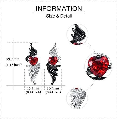 Angel Devil Earrings Sterling Silver Demon Angel Wings Black and White Drop Earrings Birthday Jewellery Gifts for Women