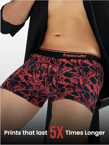 Image of Freecultr Men's Tipline Cotton Trunk Stretch Printed Trunks with Stylish Waistband | Breathable Innerwear for All-Day Comfort