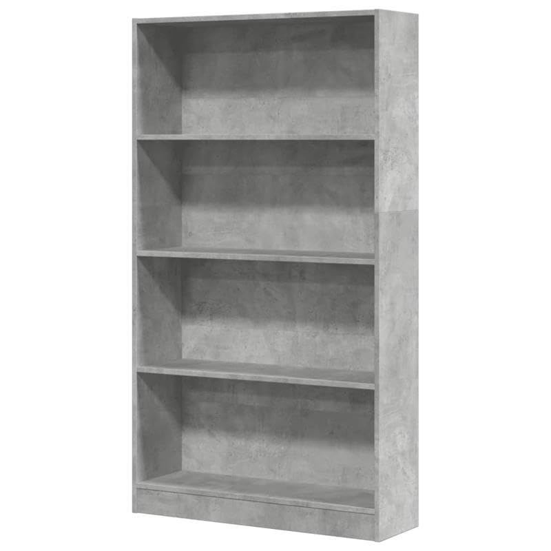 Eleganz Sistema de estanterías gris hormigón 80 x 24 x 143 cm de material de madera – Estantería estable para salón, oficina, ahorra espacio y es duradera