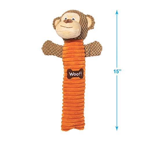 Image of Best Pet Supplies Log Plush Toy With 3 Textures and 2 Squeakers - Interactive for Small and Large Dog Breeds - Sheep, Monkey and Cow Bundle, Large