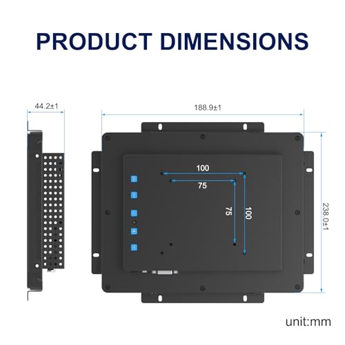 Image of Industrial Touch Display 1024x768 Open Frame Touch Screen Monitor, 9.7 Inch Capacitive Touch Screen Display with HD-MI VGA Inputs, Metal Housing, VESA Mount