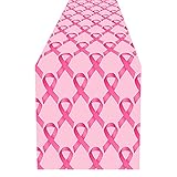 CupaPlay Pink Ribbon Party Table Runner - Breast Cancer Awareness Party Supplies Decoration Tablecloth Home Decor Breast Awareness Table Cloth(12 x 72 Inch)