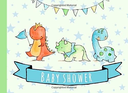 Baby Shower: Guest book,Dinosaur,With gift log,Tracker,Record, Keepsake,Memory,Write Predictions & Advise, Space for picture,Green