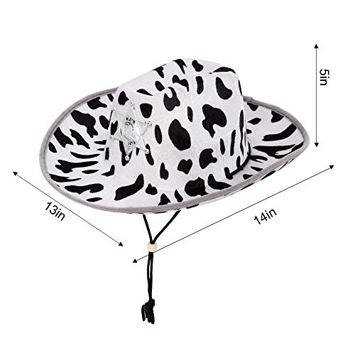 image for Spooktacular Creations Children's Black Cow Print Felt Cowboy Hat 2 Pa