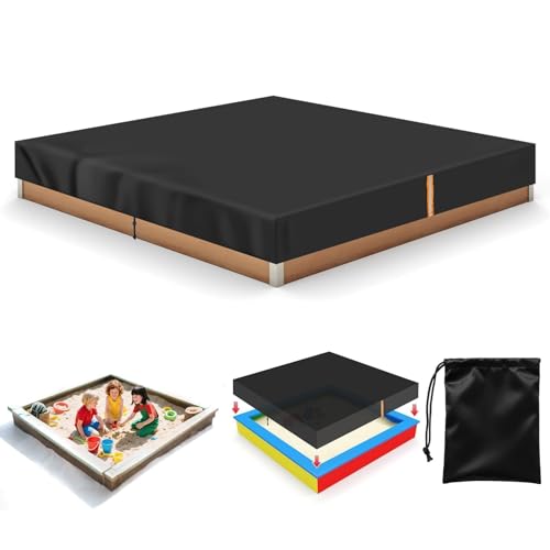 Ruryxel Sandkasten Abdeckung 160x160x20cm, Sandkastenabdeckung Wasserdichte, Abdeckung Sandkasten 420D Oxford Anti UV, Plane Sandkasten mit Tasche, Abdeckplane mit Kordelzug für Sandkaste, Garten