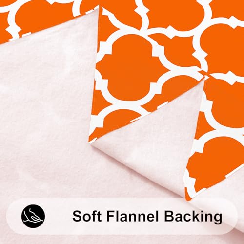 Image of Smiry Rectangle Tablecloth, Waterproof Vinyl Tablecloths with Flannel Backing for Rectangle Tables, Wipeable Spillproof Plastic Tablecloth for Dining, Indoor and Outdoor 60 inch x 84 inch, Bright Orange