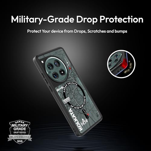 Image of KAPAVER Mag-X Back Cover Case Compatible with OnePlus 12 5G (PC+TPU) (GPS Kolkata), Multicolour