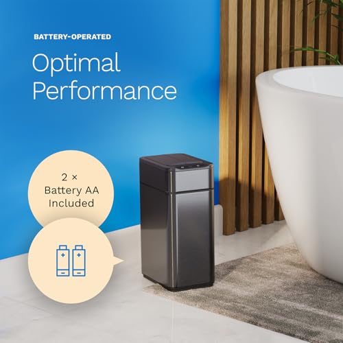 Image of hOmeLabs 2.4 Gallon Touchless Sensor Trash Can, Automatic Retractable Butterfly Lid, Batteries Included, Space-Efficient, Easy Clean, Battery-Powered (Pack of 2)