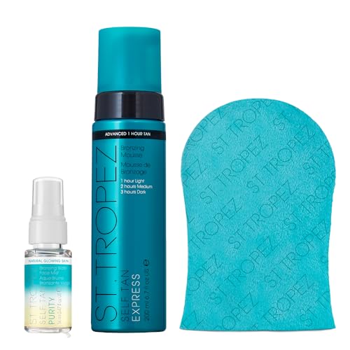 Image of St.Tropez Self Tan Bestseller Bundle, Purity Face Mist 14ml, Express Mousse 200 ml & Applicator Mitt, Vegan, Natural & Cruelty Free