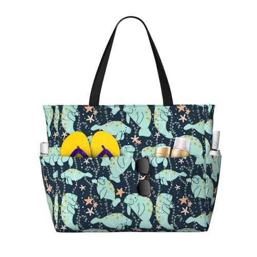 Schnauzer Dog Large Capacity Waterproof Sandproof Beach Totes Bags,Pool Bag Travel Essentials With Zipper And Pockets