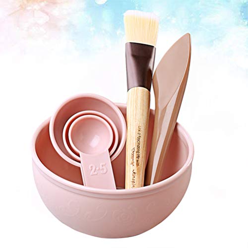 PIXNOR Face Pack Tigela Tigela Escova Colheres de Medição Mulheres Senhoras Casa Diy Suprimentos Ros