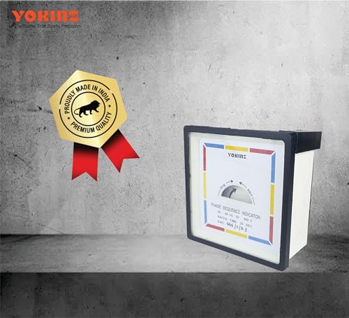 Image of YOKINS, Phase sequence Indicator 20-60 Hz 50-500V AC, Detector Checker Meter, Portable 96mm rotation disc type, with 3 crocodile clips, 1 Year Warranty