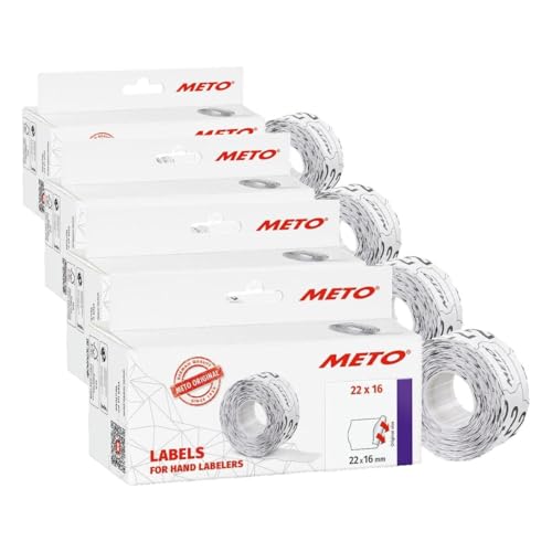 Rouleaux étiquettes autocollantes Meto 22x16 mm à deux lignes pour pinces à prix