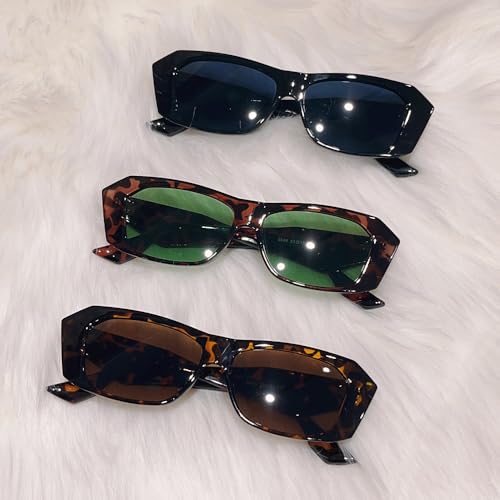 Trendy Rectangle Sunglasses Uv400 Protection for Women Men Shades3