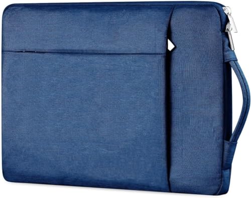 HirTa Deedu 14 inch Laptop Sleeve Case Cover with Handle Front Pockets Compatible for MacBook ChromeBook SurfaceBook Notepad Tablet Waterproof Dustproof Fabric -Denim Blue