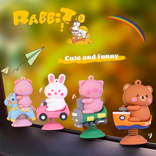 Image of Shaking Bunny Car Dashboard Ornament, 2 Pack Cute Rabbit Car Accessories Dashboard Decorations Car Decor for Car Interior Home Office Desk Ornaments Gifts(T4), JJ029T