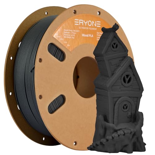 Image of ERYONE Wood PLA Filament 3D Printer PLA Filament 1.75mm + /- 0.03mm, PLA Filament 1KG Cardboard Spool(2.2LBS), Charcoal Grey Wood