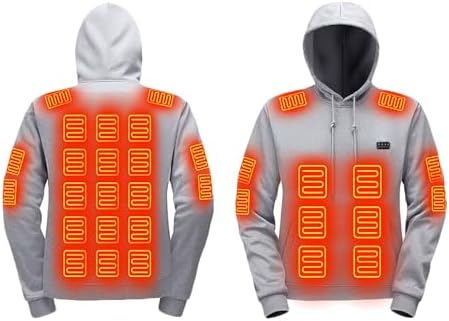 Beheizbare Hoodie Herren Damen 29 Heizzonen Beheizbare Pullover Fleece | Beheizter Kapuzenpullover, Heizung Heizjacke,Heated Pullover Sweatshirt,Heizpullover Winter, für Skifahren