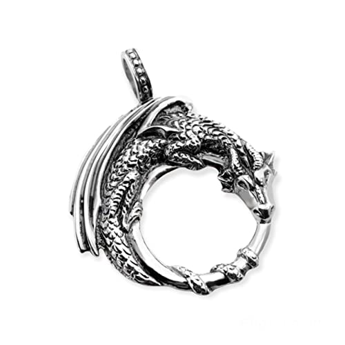 Dragon ouroboros pendant sterling silver dragon necklace